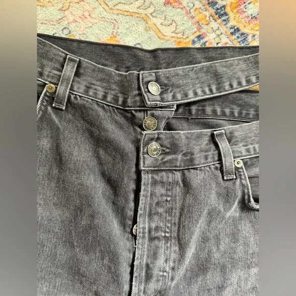 NWOT Agolde Broken Waistband Black Organic Cotton Denim Jeans Women's Size 33 - Picture 3 of 8